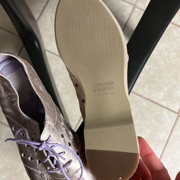 Johnston & Murphy lilac metallic leather soft moccasins Sz 8,5 new - Picture 6 of 11